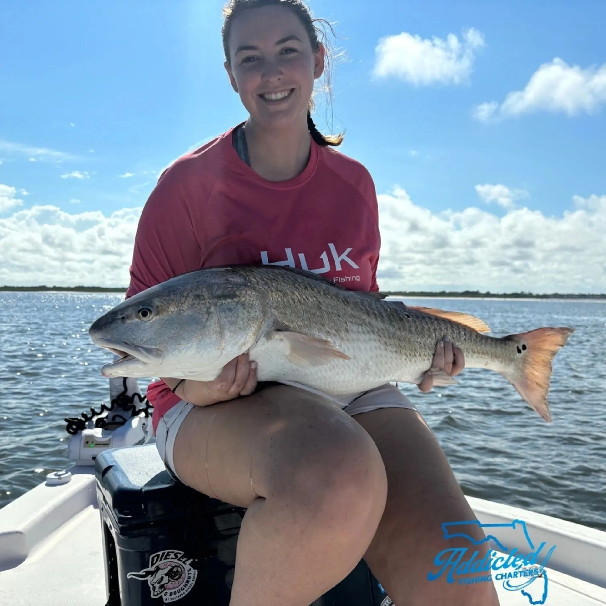 Inshore double-hookup — two anglers bent over